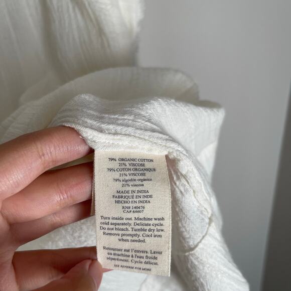 Faherty Ellsworth Pintuck Fringe Edge Top Cream White (XS) - Picture 8 of 9